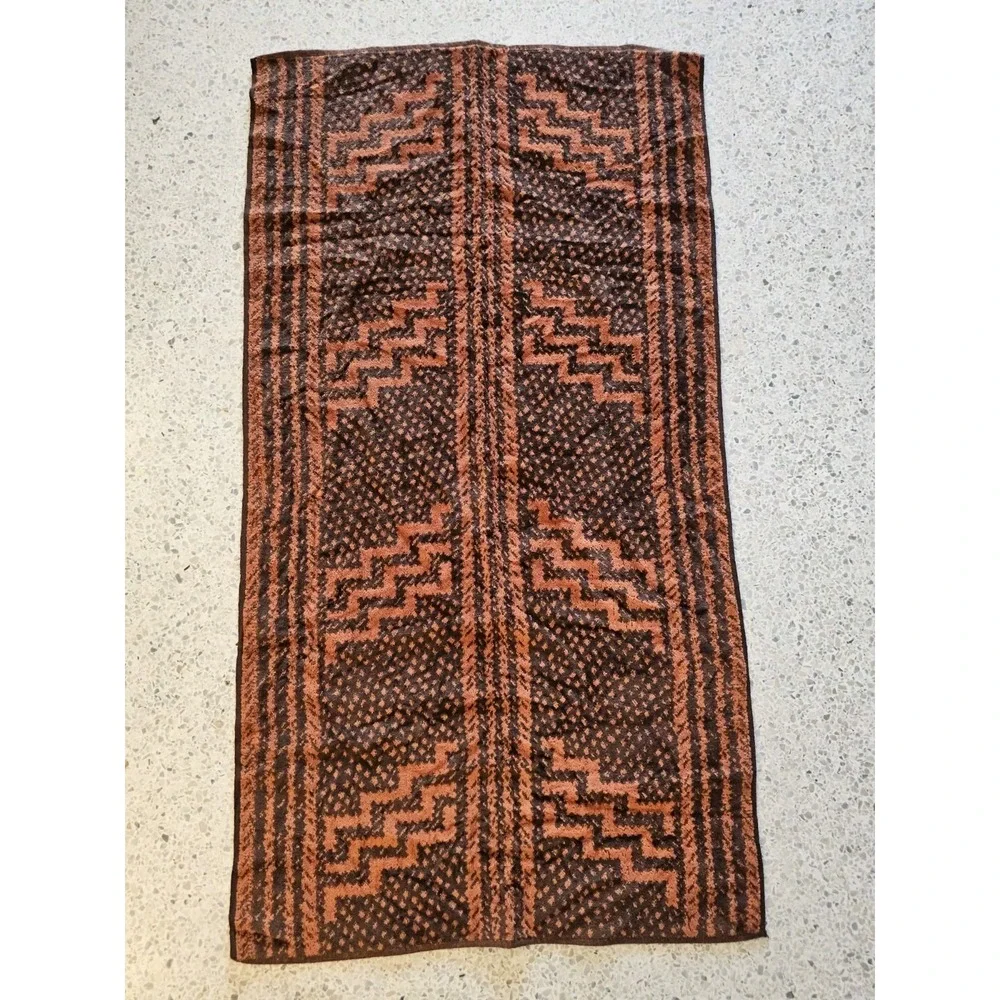 Vintage Lady Pepperell 70s Brown Orange Towel Set 2 Bath/2 Hand/2 Wash MCM Mod